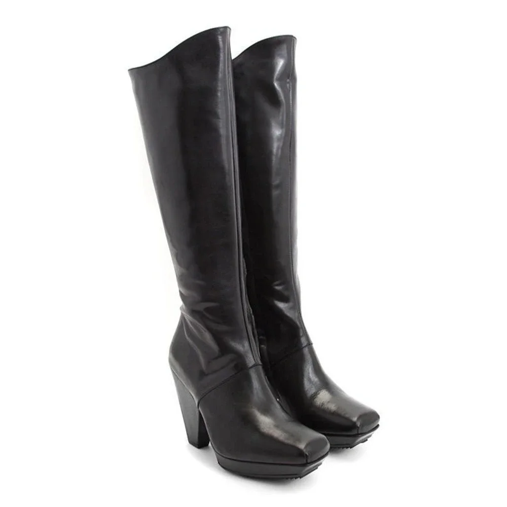 John Fluevog On Course Collection Leeward knee high square toe leather boots 7.5
